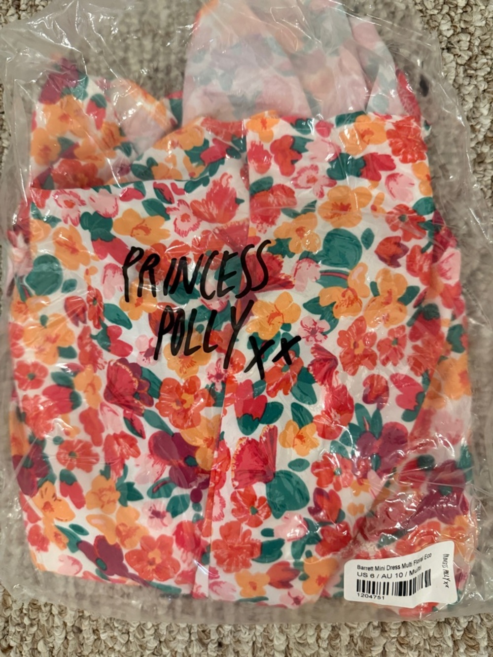 Princess Polly Barrett Mini Dress Multi Floral in Pink, Orange & Green